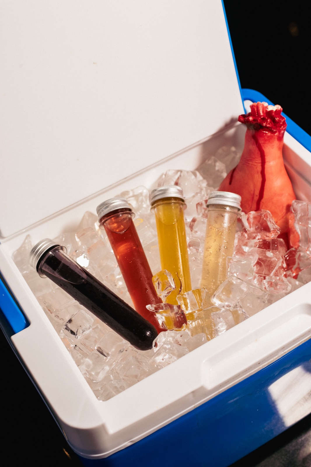 Cough Elixir mocktails served in test tubes on ice at W XYZ Bar, Aloft Langkawi
