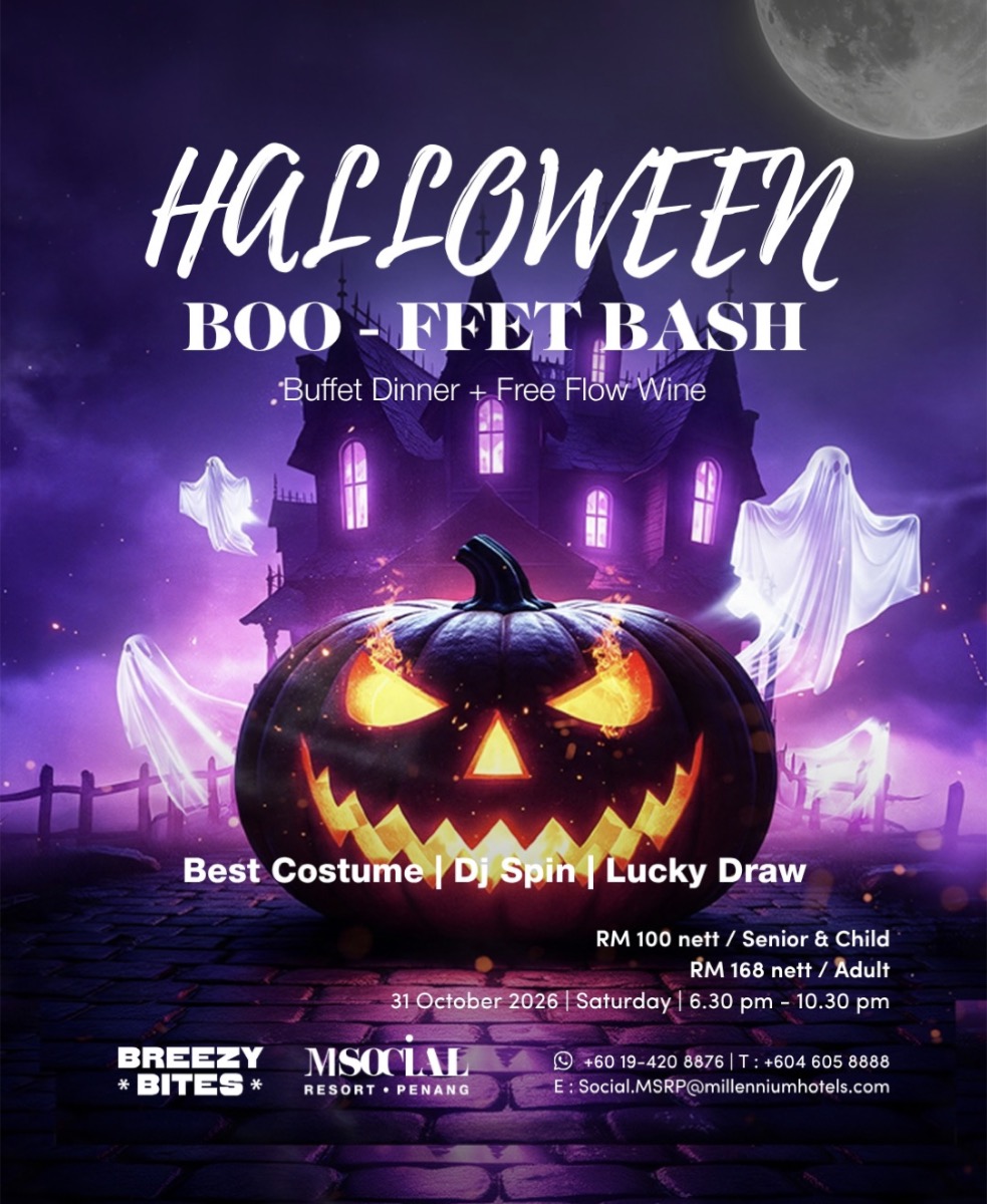 Halloween Boo-Ffet Bash event poster for M Social Resort Penang on 31 October 2026