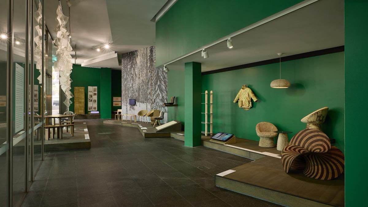 Furniture and design works made from plant-based materials inside the NGV Plant Life exhibition