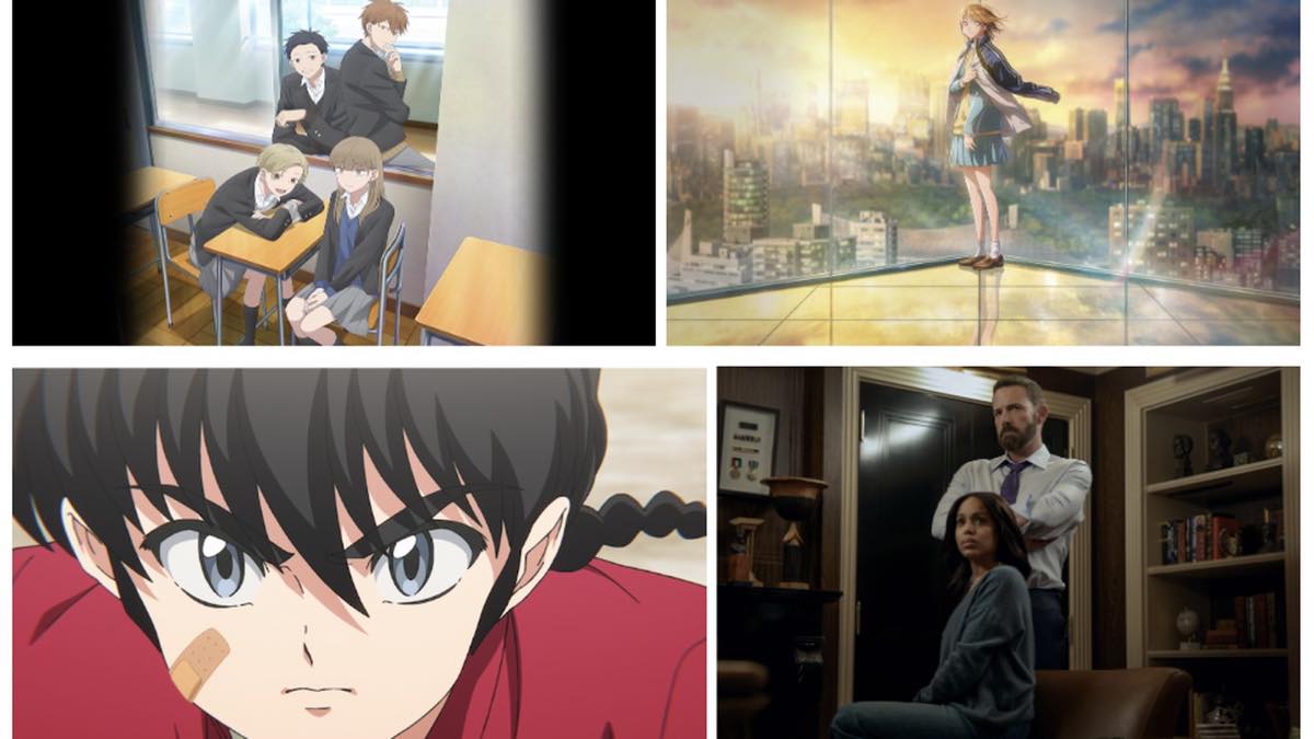 A montage of four Netflix October 2026 titles, including anime series and a live-action drama