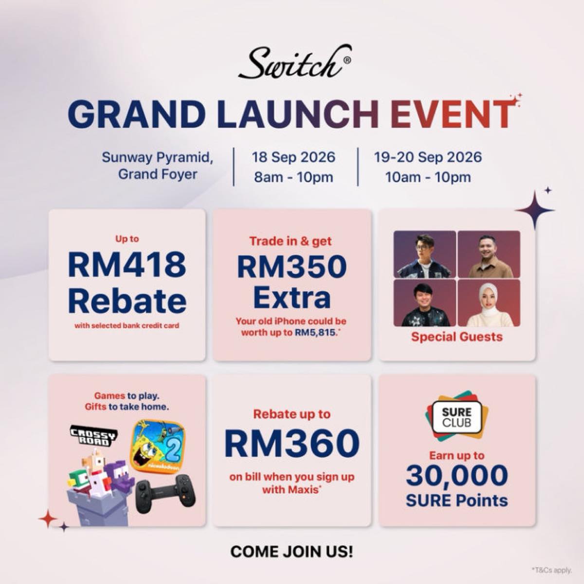 Switch Grand Launch Event 2026 poster at Sunway Pyramid