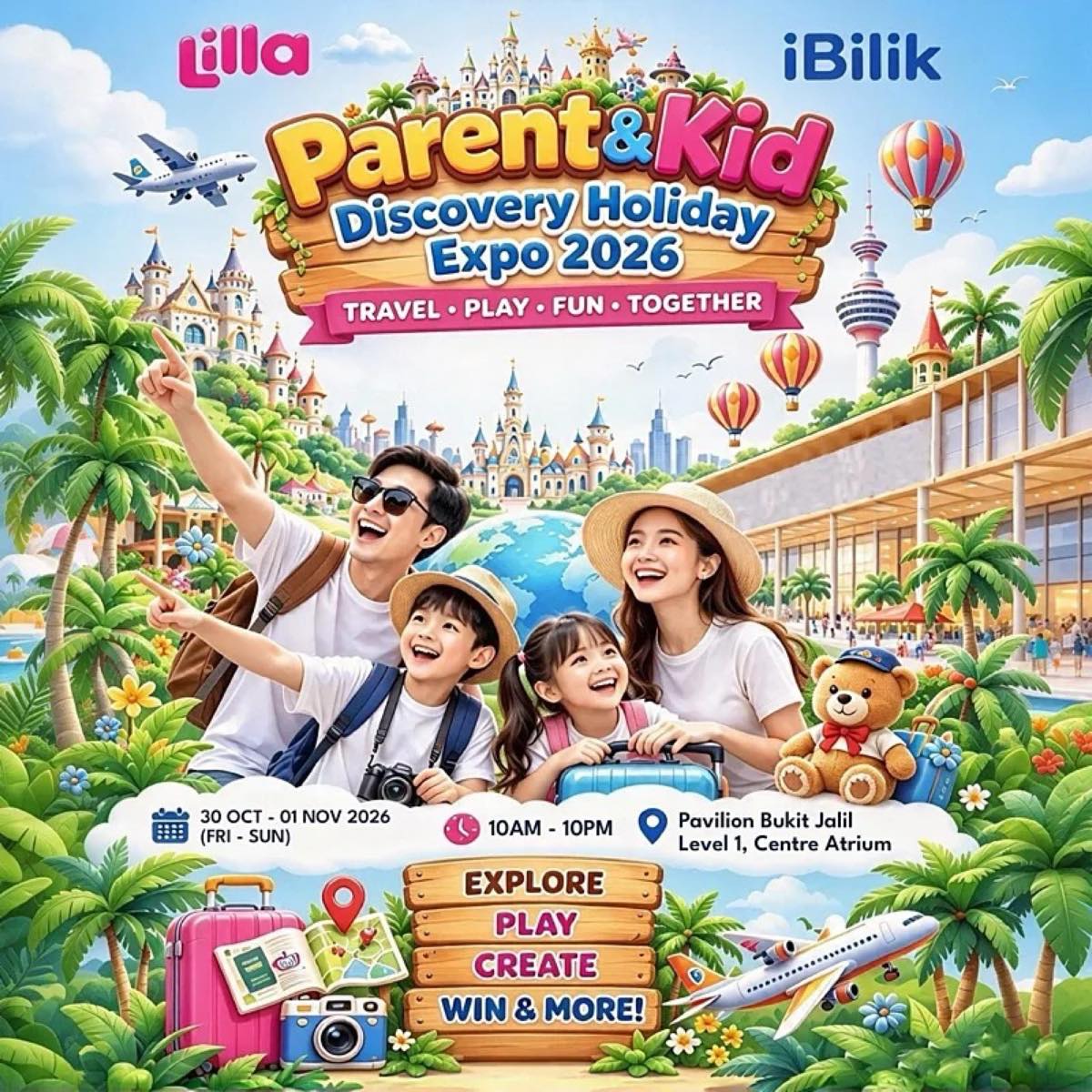 Parent and Kid Discovery Holiday Expo 2026 poster at Pavilion Bukit Jalil