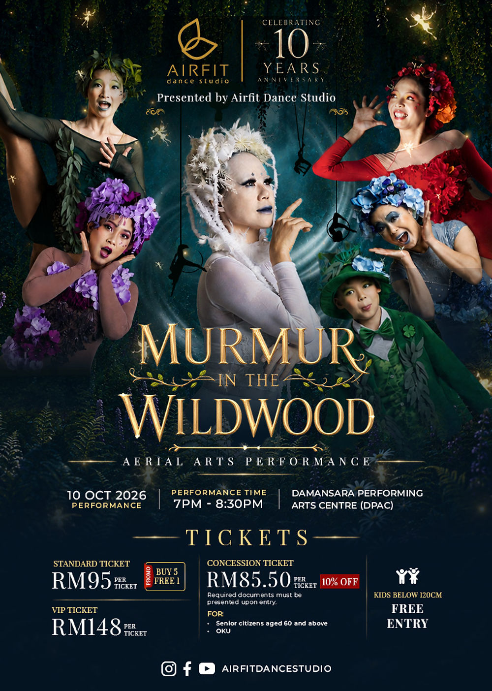 Murmur In The Wildwood aerial arts performance poster at DPAC